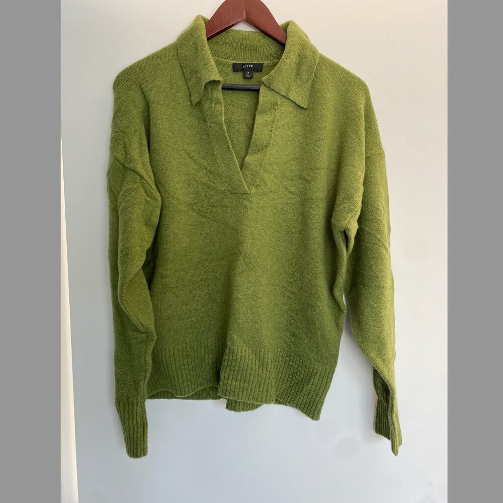 J Crew Collared Green Sweater Womens Size Small